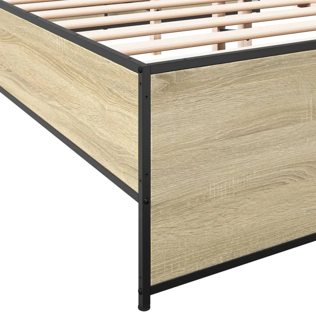 vidaXL Πλαίσιο Κρεβατιού Sonoma Δρυς 160x200 εκ. Επεξ. Ξύλο &amp; Μέταλλο