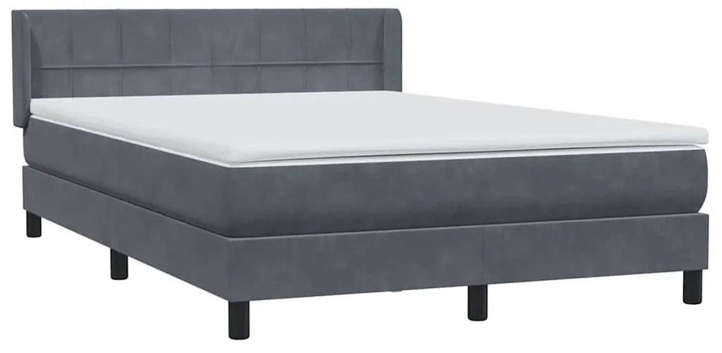 vidaXL Κρεβάτι Boxspring με Στρώμα Σκούρο Γκρι 140x210 εκ. Βελούδινο