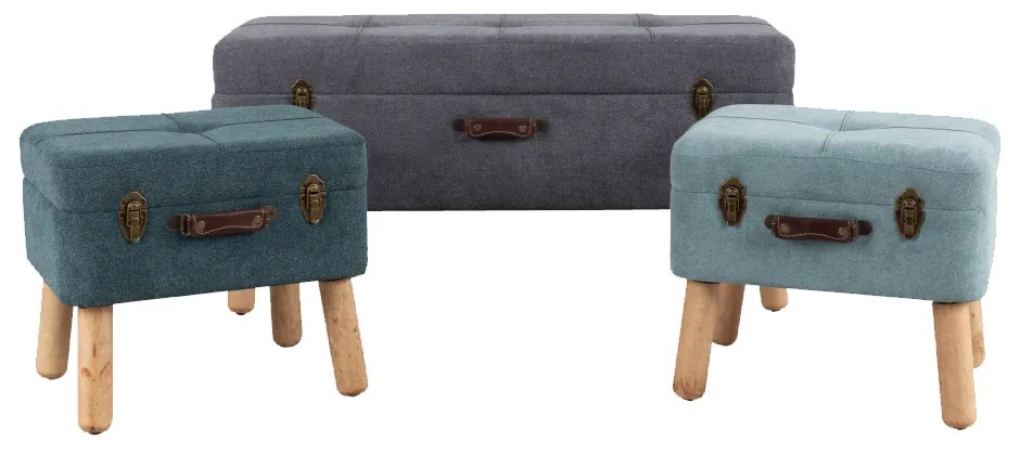 Liberta BABUS ΣΚΑΜΠΟ SET 3ΤΕΜ ΓΚΡΙ ΜΕΝΤΑ 100x40xH47cm 100x40xH47cm 16-0501