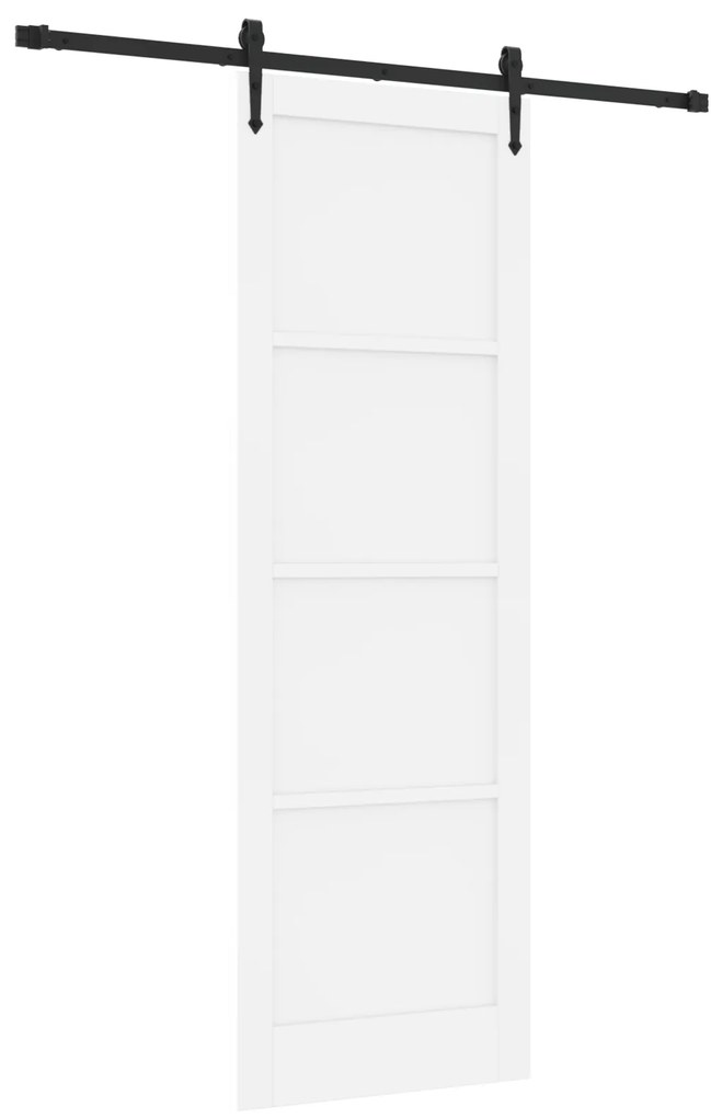 vidaXL Συρόμενη Πόρτα με Εξαρτήματα Λευκή 78x232 cm Συμπαγές Ξύλο Πεύκου