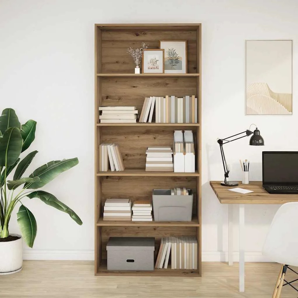 vidaXL Βιβλιοθήκη Αρτισιανή Δρυς 80x30x189 εκ. από Επεξ. Ξύλο
