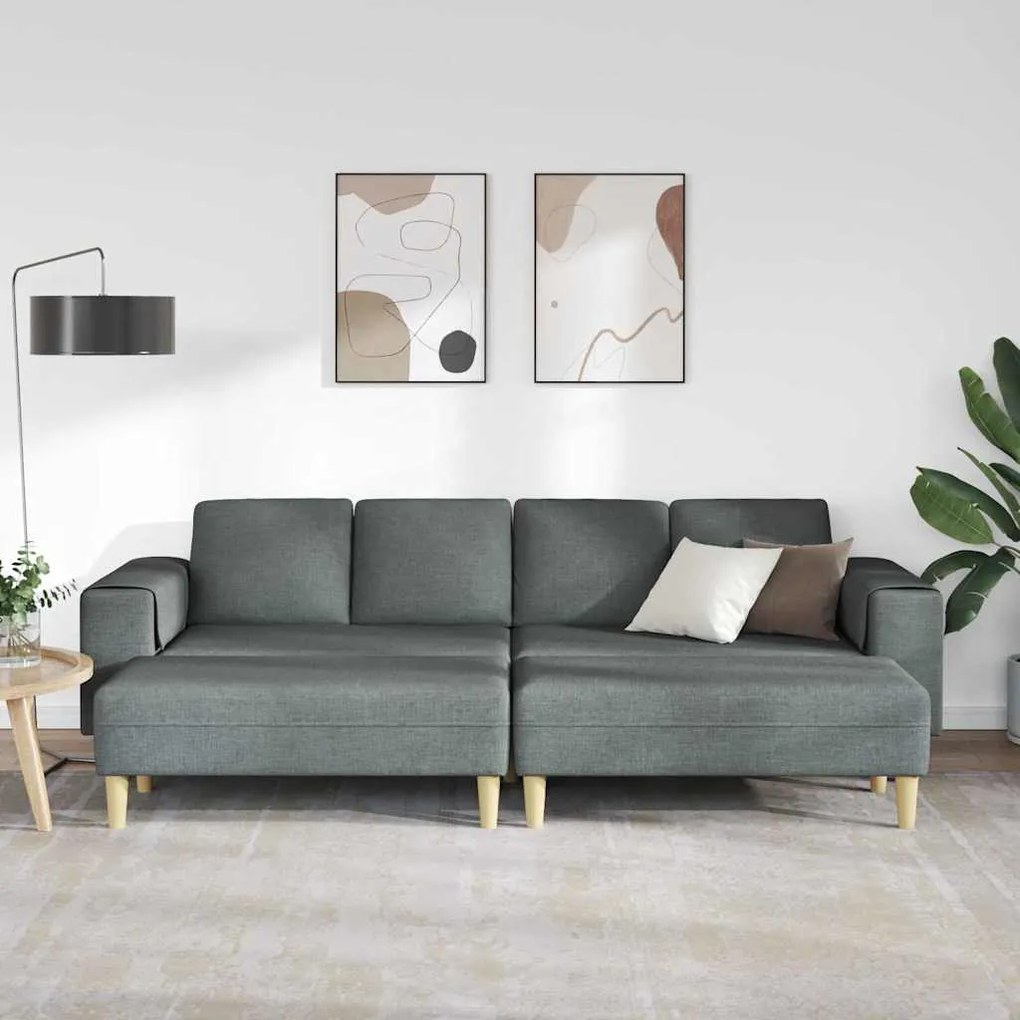 vidaXL Σετ Καναπέ 3 pcs Σκούρο γκρι ύφασμα