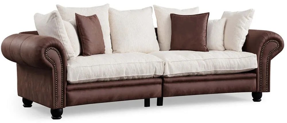 Καναπές Τριθέσιος Fresno 560ARE1548 300x115x80cm Brown-White