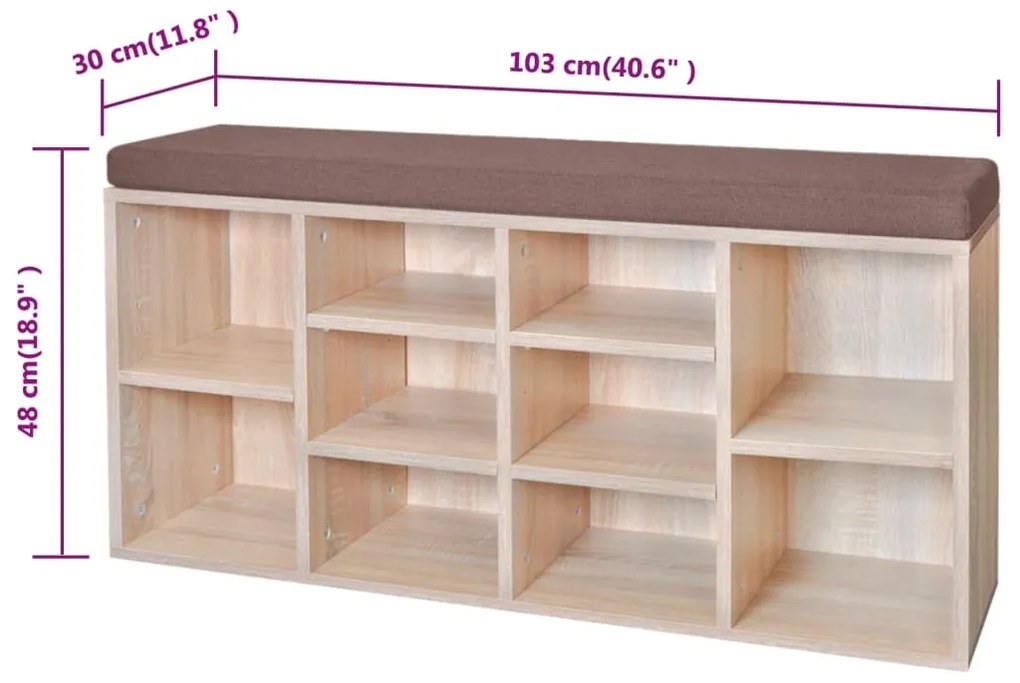 Πάγκος Αποθήκευσης Παπουτσιών με 10 Τμήματα Χρώμα Δρυς