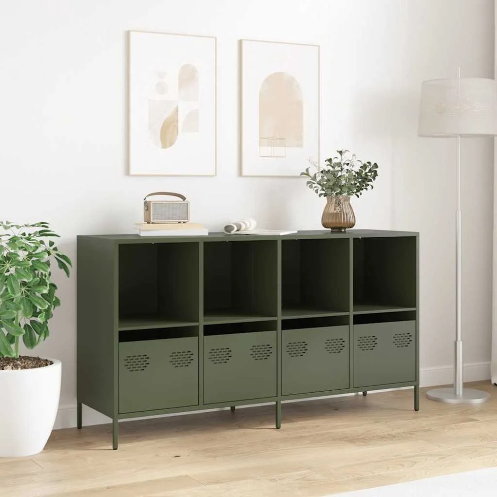 vidaXL Sideboard Ελαιοπράσινο 135x39x73,5 cm Ατσάλι ψυχρής έλασης