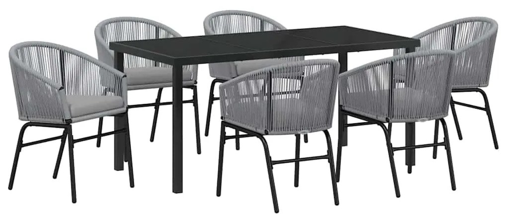vidaXL Σέτ φαγητού για κήπο 7 pcs Γκρι Πολυ ράταν