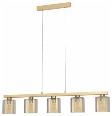 Κρεμαστό Φωτιστικό Οροφής Ράγα IP20 5xE27 28W CASTRALVO Καφέ 98592 Eglo-98592-Καφέ 98592