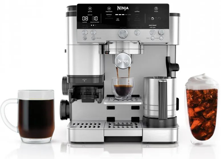 Ninja Luxe Café Premier ES601 3σε1, 1650W, 15 bar, 2 λίτρα, Barista Assist, texturirane χωρίς επαφή, 4 λειτουργίες, 3 ρυθμίσεις θερμοκρασίας, Inox/μαύρο.