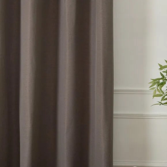 Beauty Home Κουρτίνα Blackout Jacquard σκίασης με 8 μεταλλικούς κρίκους Glare Art 8444 140x270 Μόκα