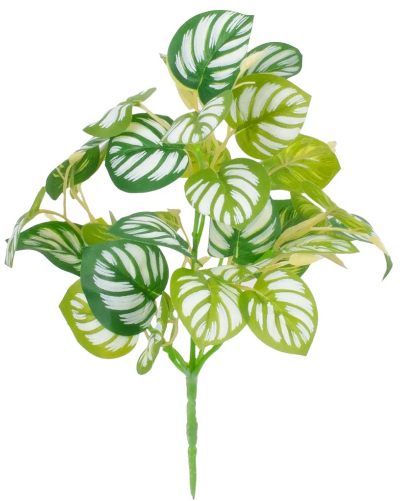 PEPEROMIA L.GREEN 78220 Τεχνητό Φυτό Πεπερόμια Αν.Πρ. - Μπουκέτο Διακοσμητικών Φυτών - Κλαδιών με Φύλλωμα Πράσινο - Κίτρινο - Λευκό Υ28cm