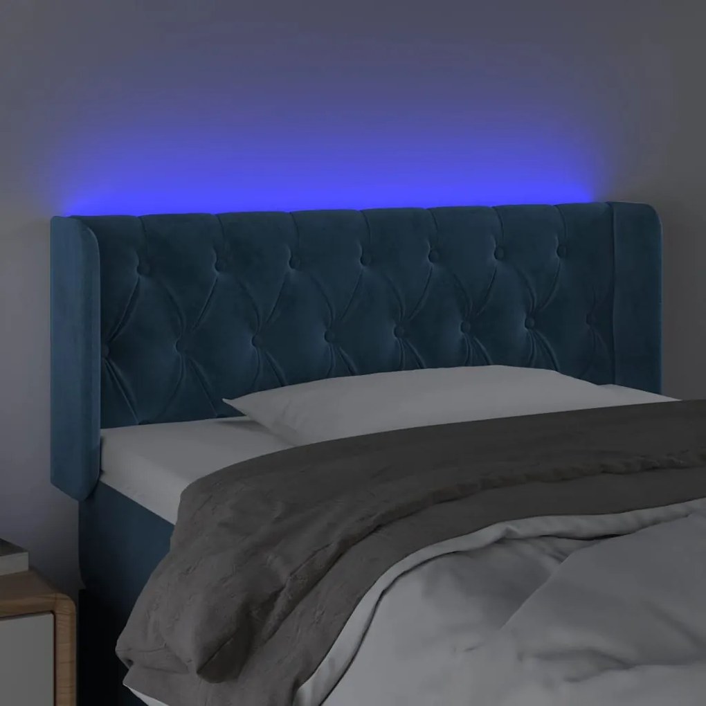 Κεφαλάρι Κρεβατιού LED Σκούρο Μπλε 103x16x78/88 εκ. Βελούδινο 3123618