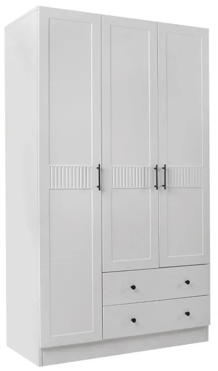 Megapap Ντουλάπα Ρούχων Jenna Τρίφυλλη Λευκό 105x50x182εκ.
