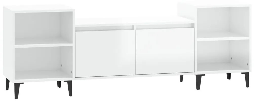 Έπιπλο Τηλεόρασης Γυαλ. Λευκό 160x35x55 εκ. Επεξεργασμένο Ξύλο - Λευκό