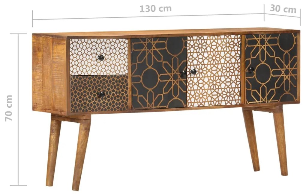 vidaXL Μπουφές με Τυπωμένο Σχέδιο 130x30x70 εκ. από Μασίφ Ξύλο Μάνγκο