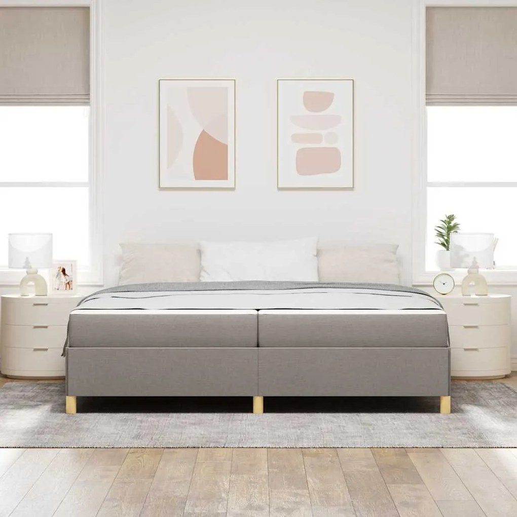 vidaXL Κρεβάτι με ελατήρια Ταμπά και Λευκό 200 x 200 cm ύφασμα