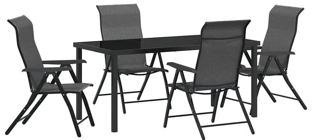 vidaXL Σέτ φαγητού για κήπο Ρυθμιζόμενο ύψος 5 pcs Γκρι Πολυ ράταν