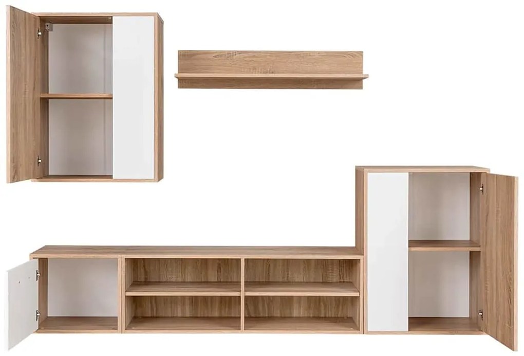 vidaXL Σετ επίπλου τηλεόρασης Επιτοίχιο 5 pcs Λευκό και ξύλο Sonoma