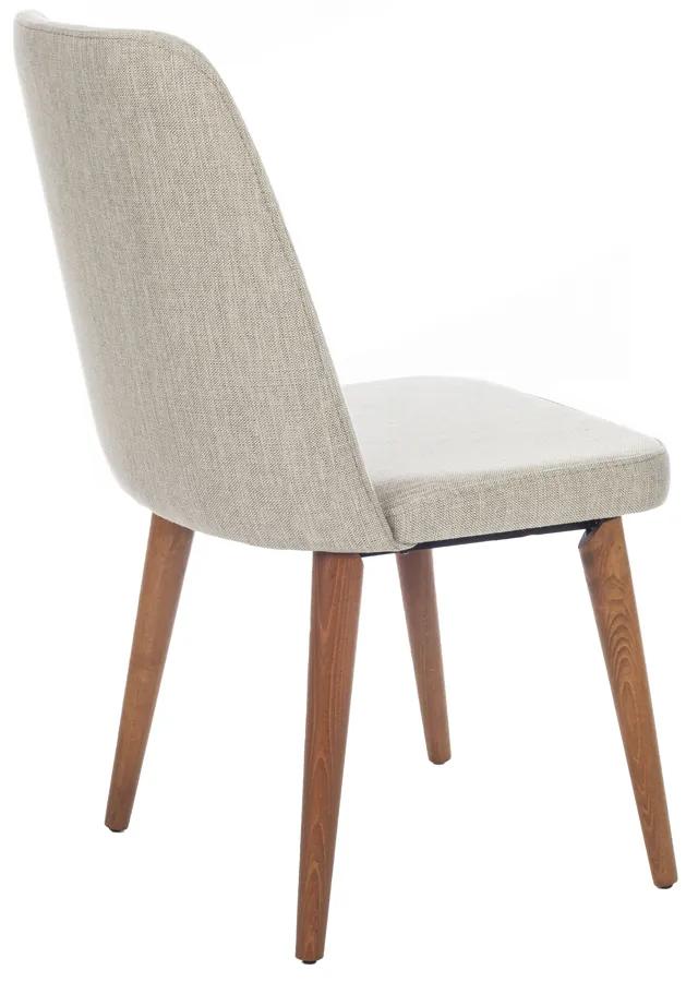 Artekko Milano Καρέκλα με Ξύλινο Καφέ Σκελετό και Μπεζ Ύφασμα (48x60x92)cm