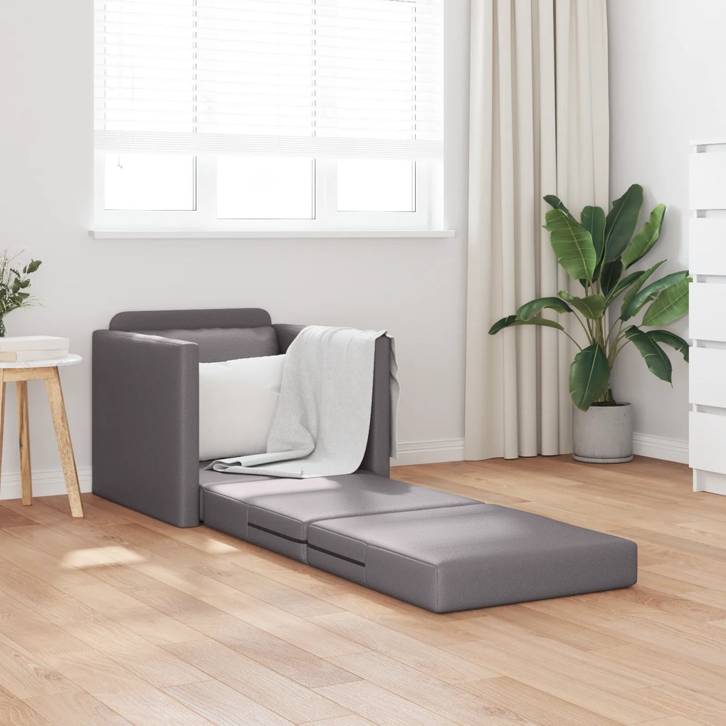 vidaXL Κρεβάτι Καναπέ 2 σε 1 Γκρι 74x77x81 cm Από Ψεύτικο Δέρμα