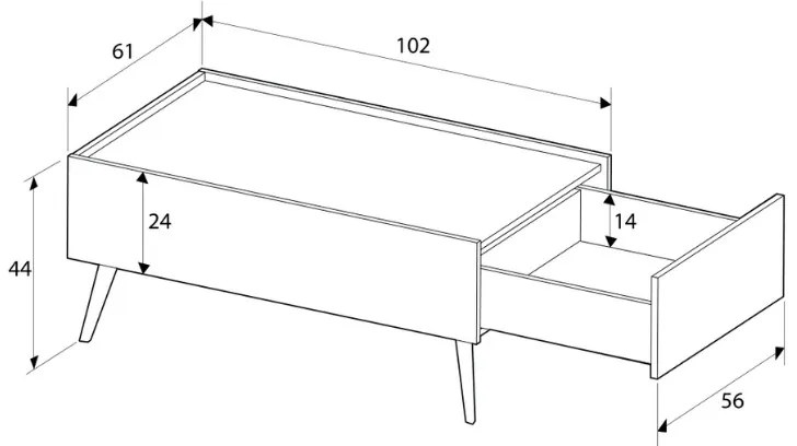 Τραπεζάκι σαλονιού Luna Megapap χρώμα oak 102x61x44εκ.