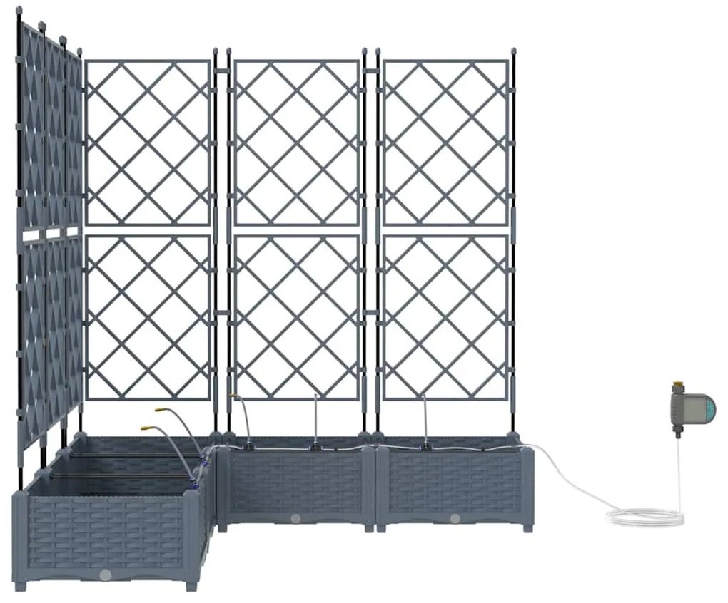vidaXL Ζαρντινιέρες κήπου Ανοιχτό γκρι 120 x 120 x 126 cm Ατσάλι