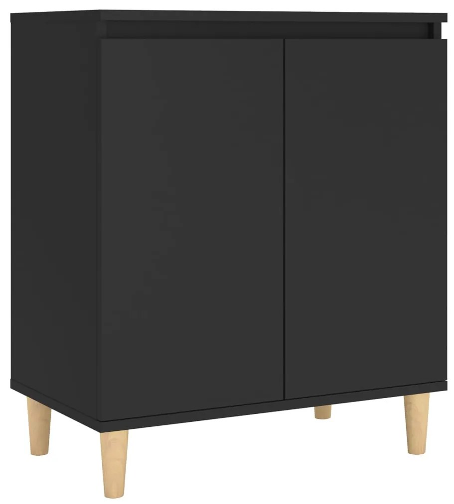 vidaXL Μπουφές Μαύρος 60 x 35 x 70 εκ. από Επεξ. Ξύλο με Ξύλινα Πόδια