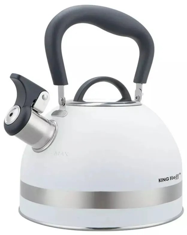 Τσαγιέρα με σφυρίχτρα Kinghoff KH 1852, 1.8l, Επαγωγή, Θερμομονωμένη λαβή, Λευκό
