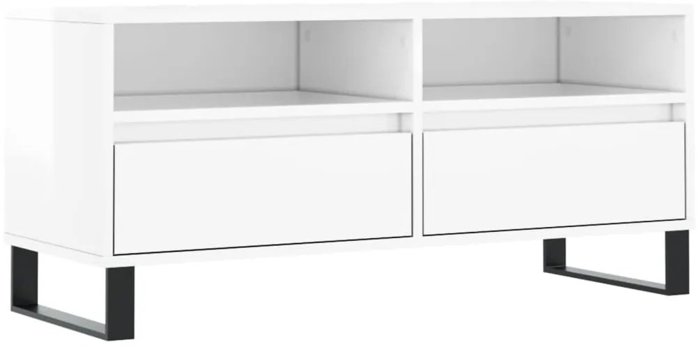vidaXL Έπιπλο Τηλεόρασης Γυαλ. Λευκό 100x34,5x44,5 εκ. Επεξεργ. Ξύλο