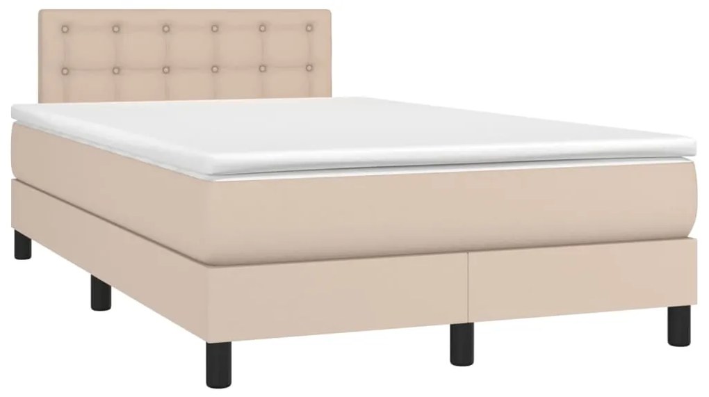 vidaXL Κρεβάτι Boxspring Στρώμα&amp;LED Καπουτσίνο 120x200 εκ. Συνθ. Δέρμα