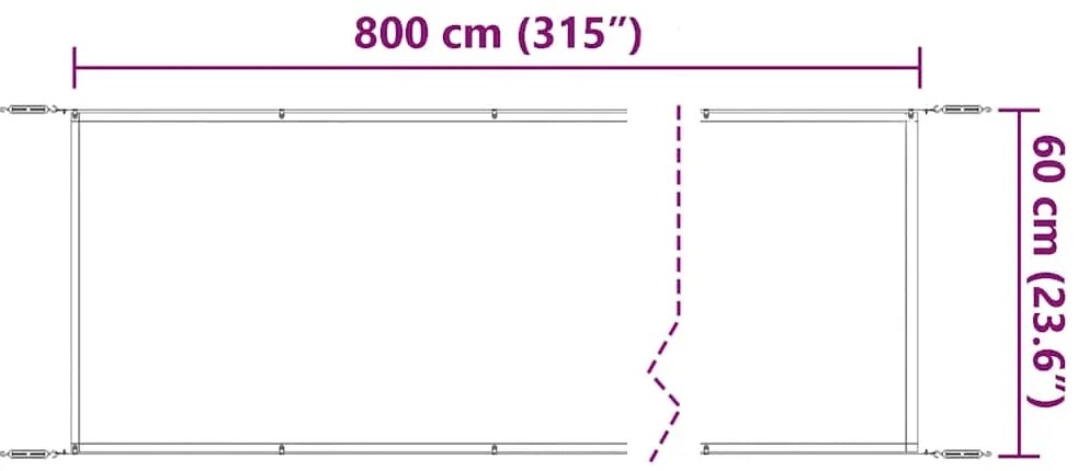 vidaXL Τέντα Κάθετη Λευκή 60 x 800 εκ. από Ύφασμα Oxford