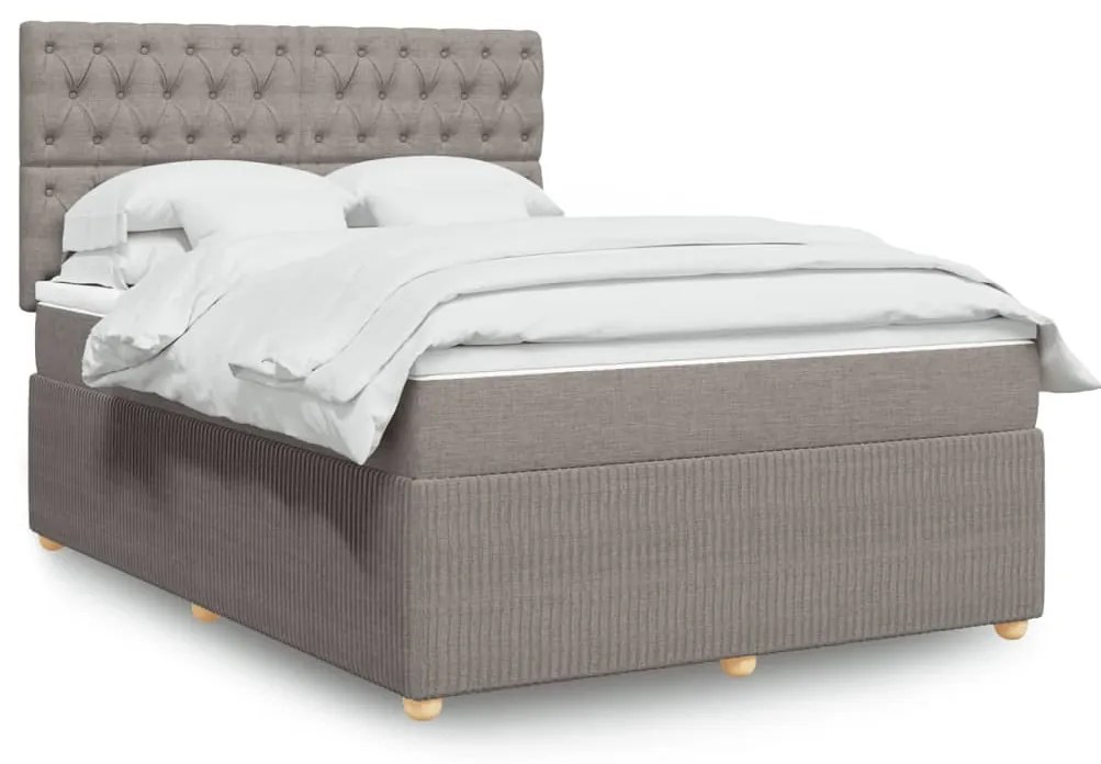 vidaXL Κρεβάτι Boxspring με Στρώμα Taupe 140x190 εκ. Υφασμάτινο