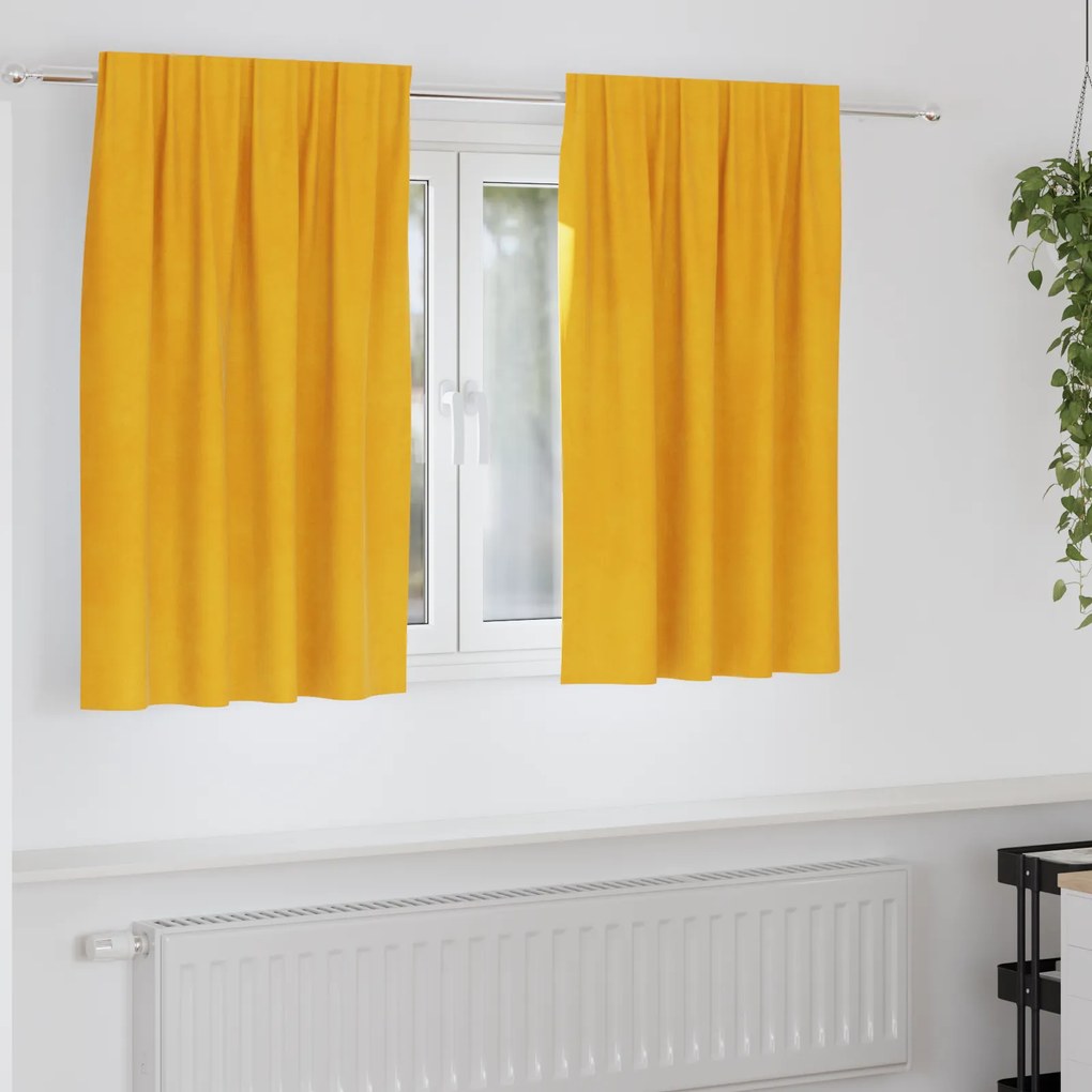 vidaXL Κουρτίνες 2 pcs κίτρινο μουσταρδί 140 x 140 cm Βελούδο