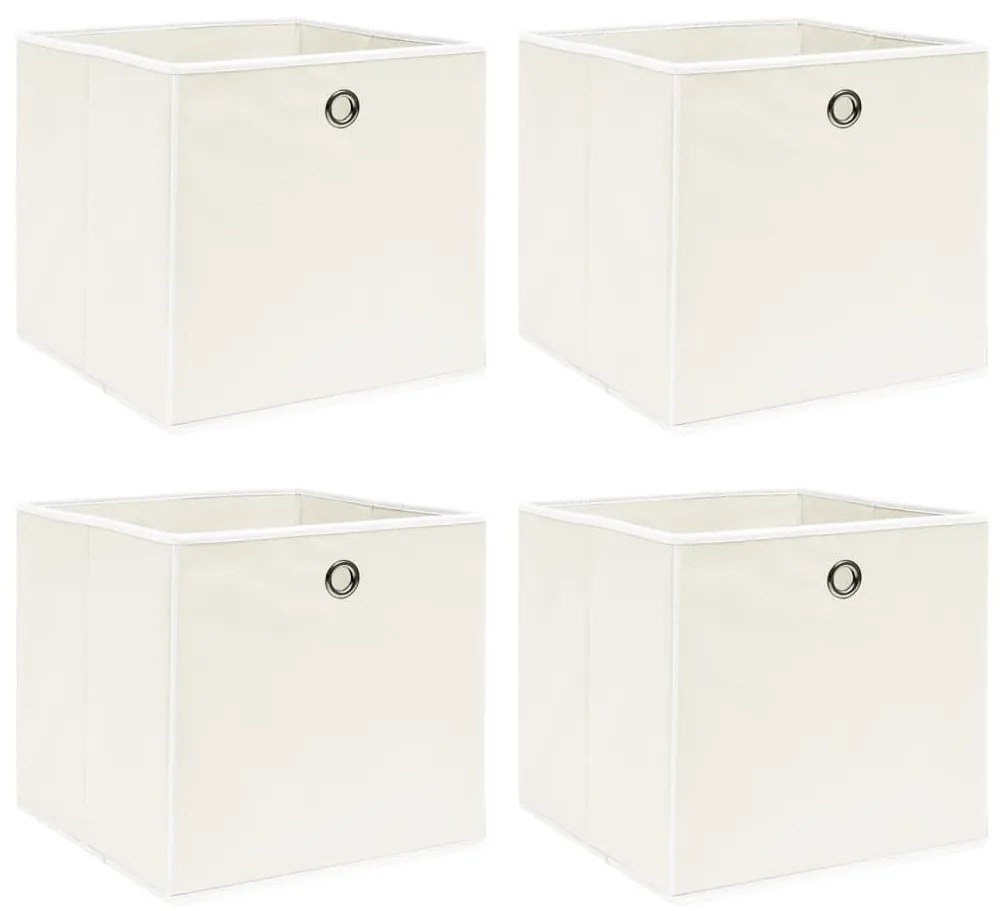 Κουτιά Αποθήκευσης 4 τεμ. Λευκά 32 x 32 x 32 εκ. Υφασμάτινα