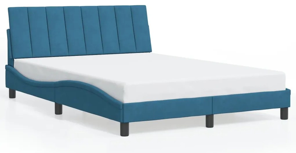 vidaXL Πλαίσιο Κρεβατιού Χωρίς Στρώμα Hanko Μπλε 140x200 εκ. Βελούδινο