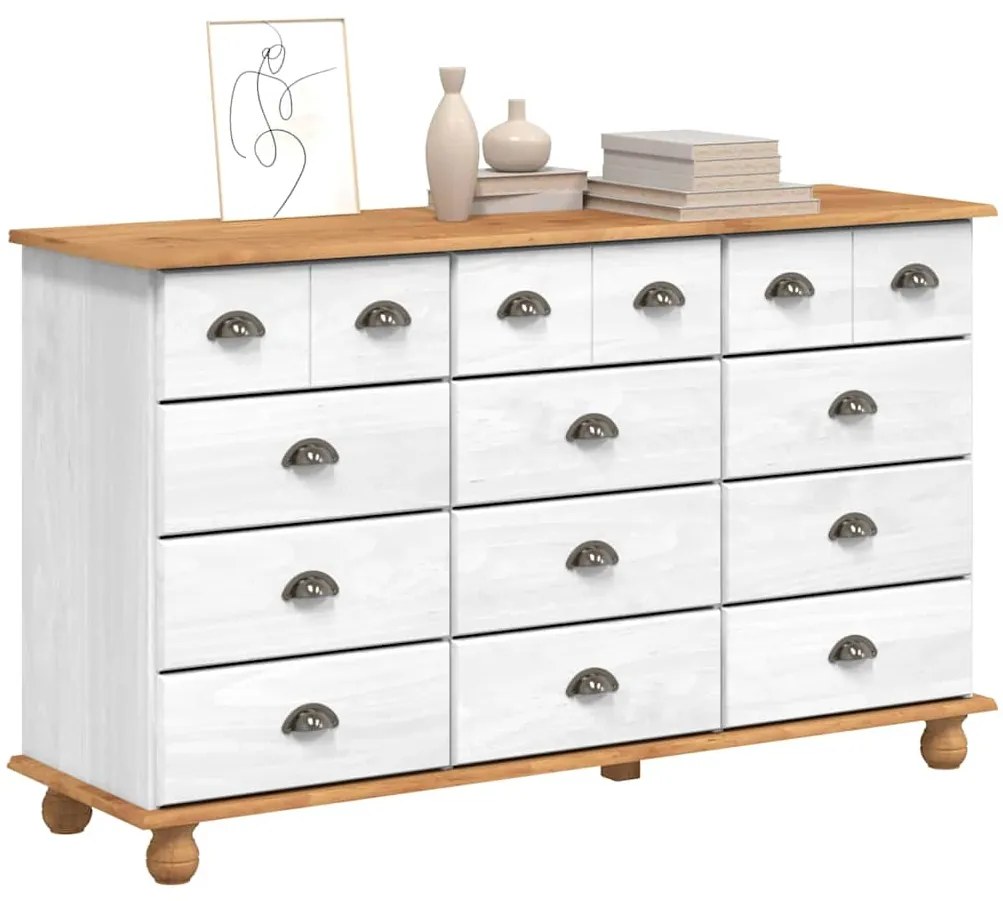 vidaXL Συρταριέρα ASKIM Λευκό 79 x 40 x 133,5 εκ Στερεά ξυλεία πεύκου