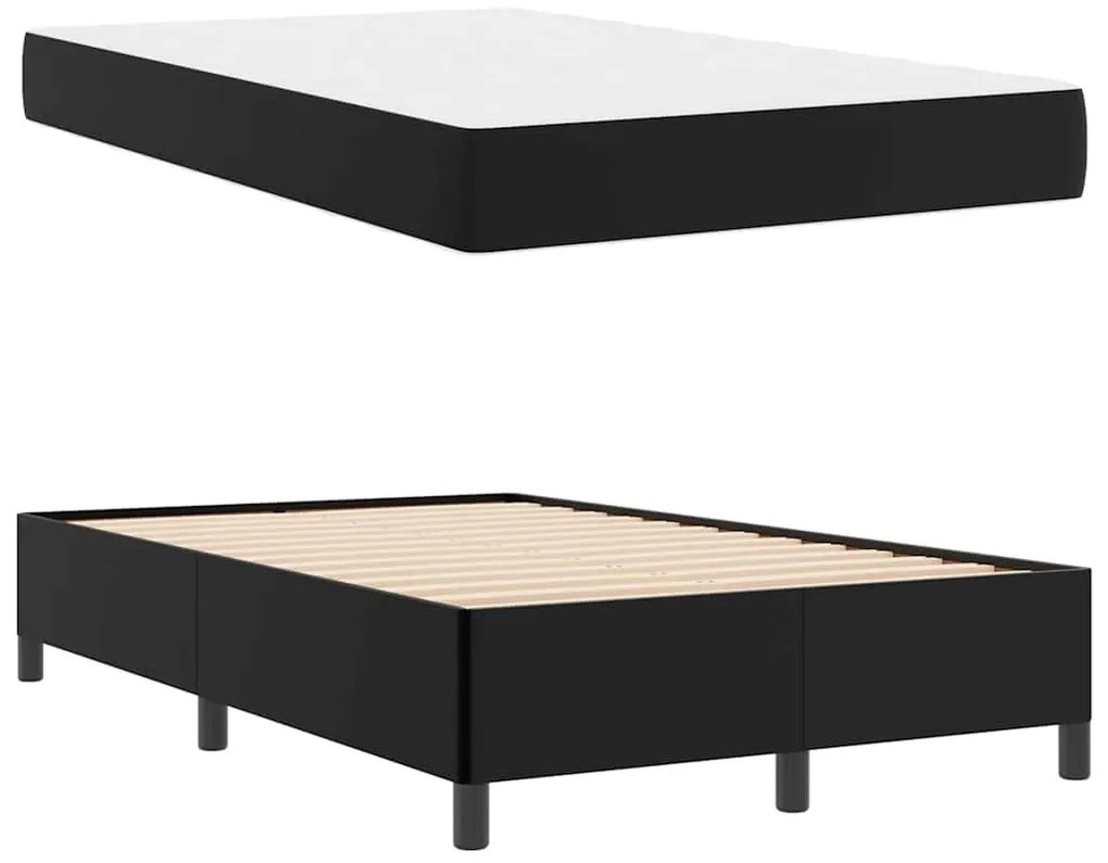 vidaXL Σκελετός κρεβατιού με στρώμα Μαύρο 120 x 190 cm Τεχνητό δέρμα