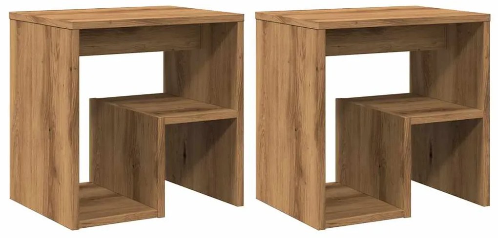 vidaXL Κομοδίνα 2 τεμ. Τεχνίτης Δρυς 40x30x40 εκ. από Επεξεργ. Ξύλο