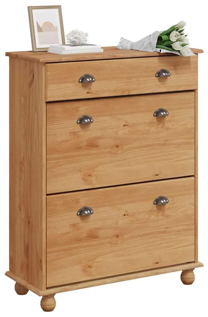 vidaXL Ντουλάπα Παπουτσιών Καφέ 85 x 35 x 108 εκ Μασίφ ξύλο πεύκου