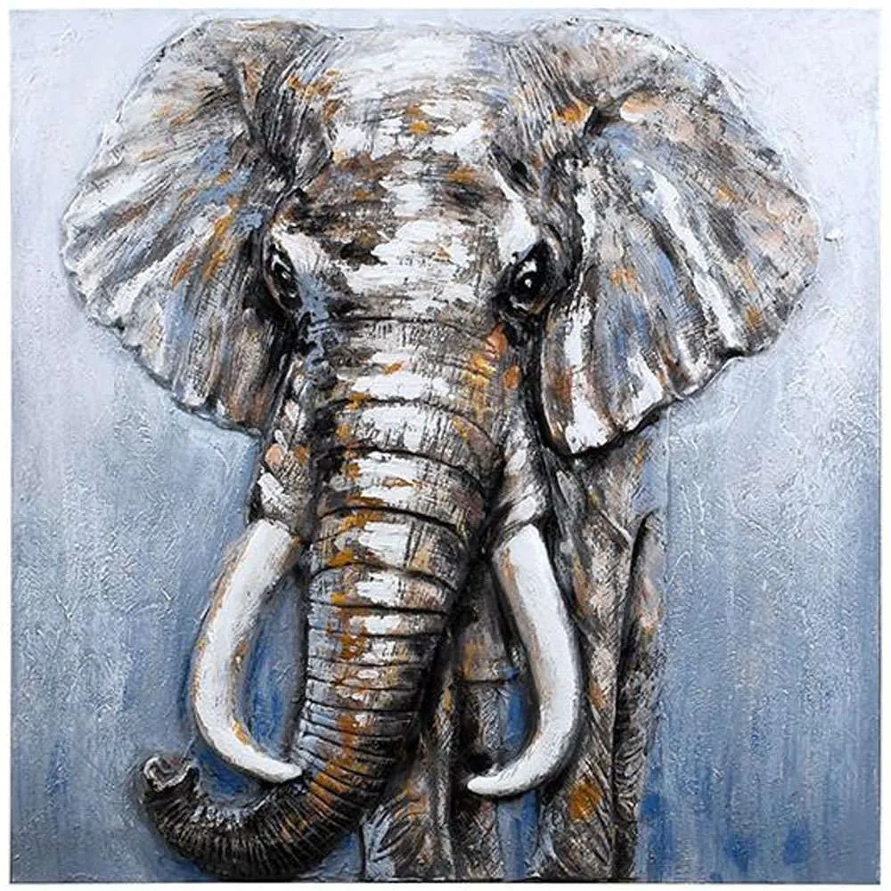 Πίνακας Καμβάς Elephant 374-224-224 80x3x80cm Multi Square Καμβάς