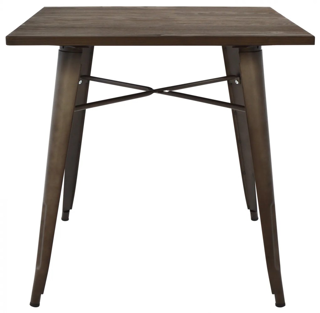 ΤΡΑΠΕΖΙ ΜΕΤΑΛΛΙΚΟ ΣΕ ΧΡΩΜΑ RUSTY ΚΑΙ ΞΥΛΟ HM0611.04 80x80x76εκ