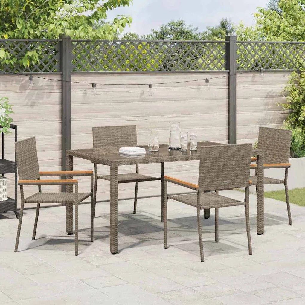 vidaXL Σέτ φαγητού για κήπο 5 pcs Γκρι 150 x 90 x 75 cm