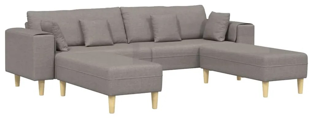 vidaXL Υφασμάτινος καναπές με μαξιλάρι 3 pcs Taupe 208 εκ. ύφασμα