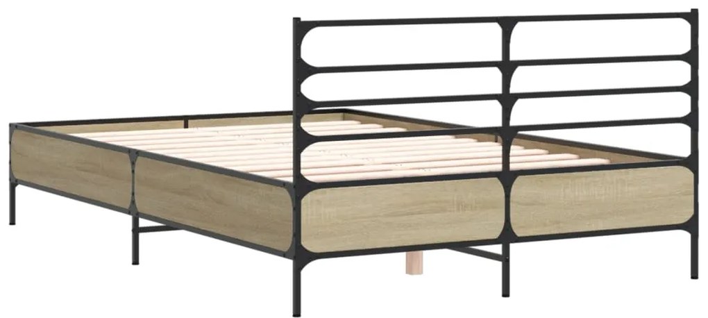 vidaXL Πλαίσιο Κρεβατιού Sonoma Δρυς 120x200 εκ. Επεξ. Ξύλο &amp; Μέταλλο