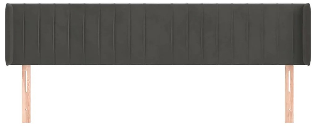 vidaXL Κεφαλάρι με Πτερύγια Σκούρο Γκρι 183x16x78/88 εκ. Βελούδινο