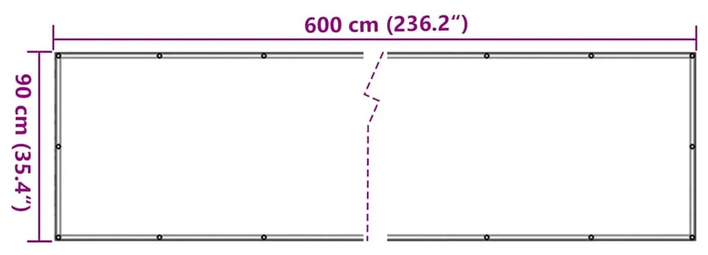 vidaXL Περίφραξη Μπαλκονιού Σχέδιο Ledge Stone Γκρι 600x90 εκ. PVC