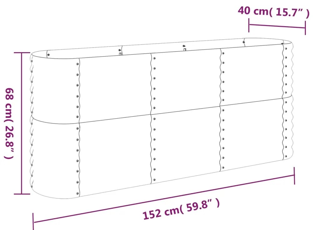 vidaXL Ζαρντινιέρα Γκρι 152x40x68 εκ. Γαλβανισμένος χάλυβας
