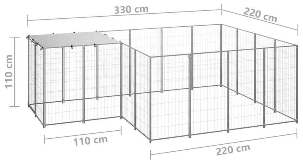 Σπιτάκι Σκύλου Ασημί 6,05 m² Ατσάλινο   - Ασήμι