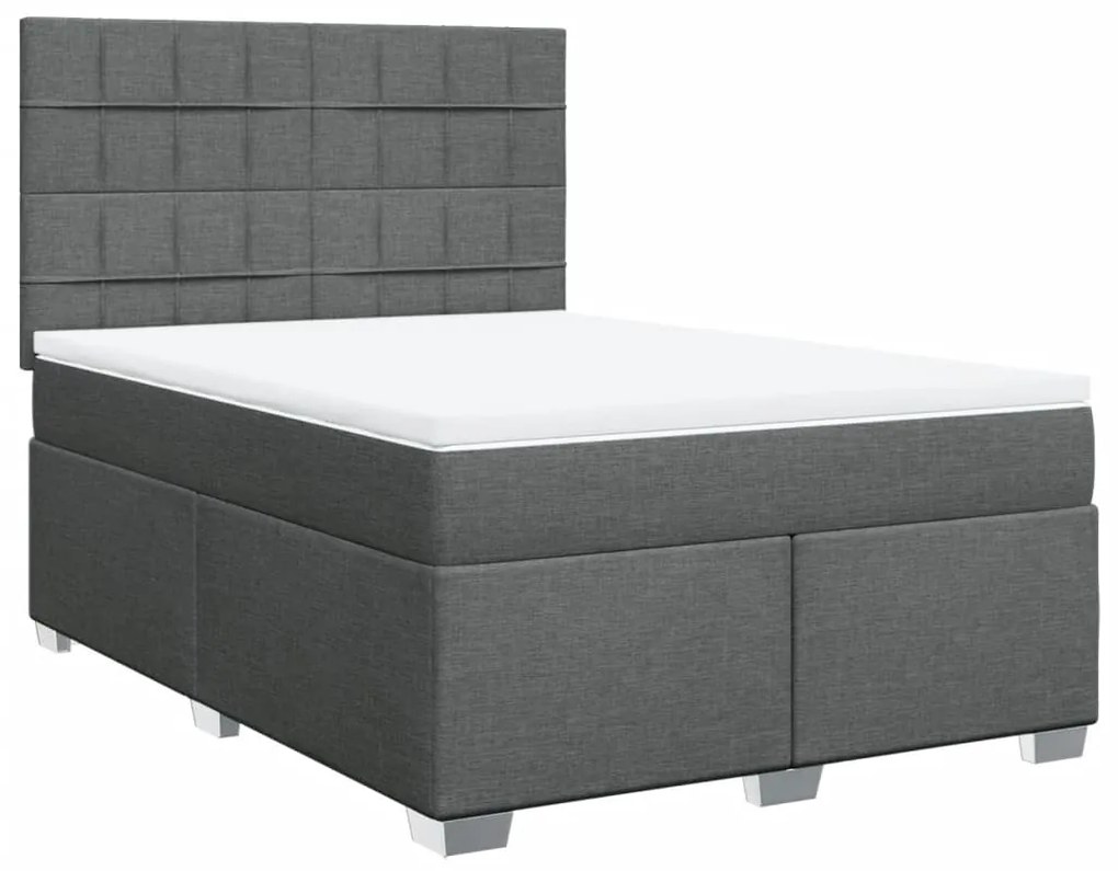 vidaXL Κρεβάτι Boxspring με Στρώμα Σκούρο Γκρι 160x200 εκ Υφασμάτινο