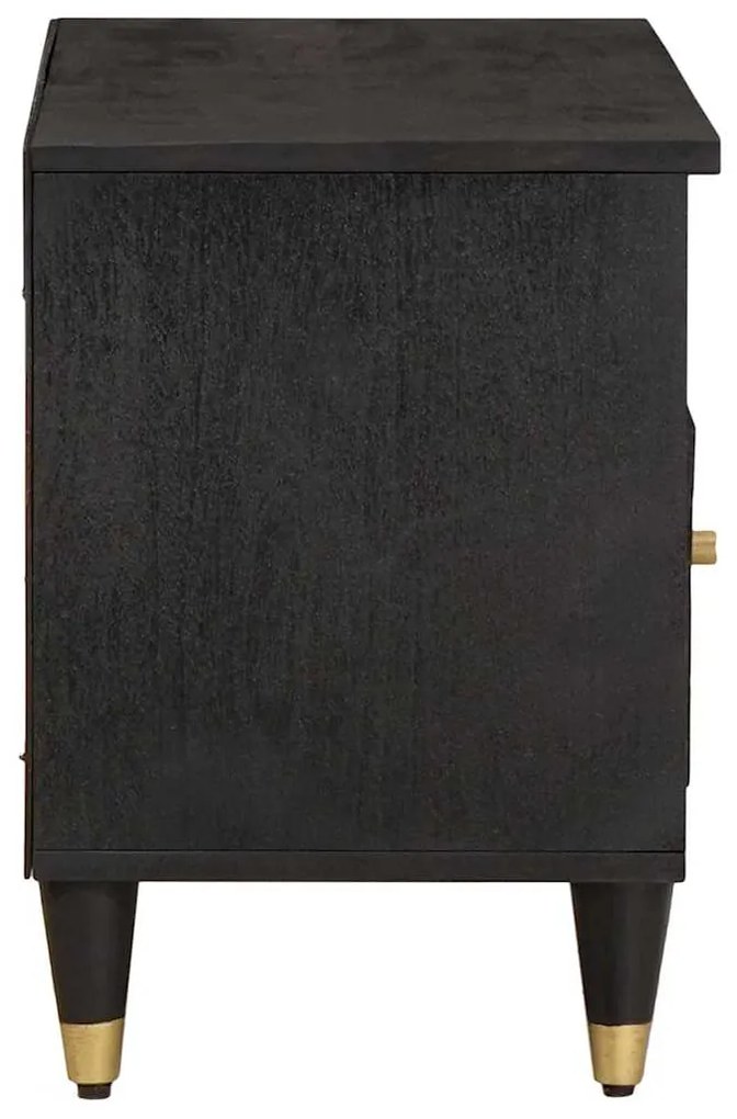 vidaXL Ντουλάπι TV με συρτάρι Μαύρο 80 x 33 x 46 εκ Στερεό ξύλο μάνγκο