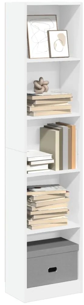 vidaXL Βιβλιοθήκη Λευκή 40x24x176 εκ. από Επεξεργασμένο Ξύλο